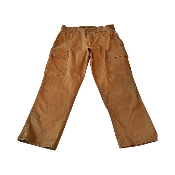 Men's Duluth Trading Co Flex Fire Hose Brown Heavy Canvas Cargo Pants 38/30 - Picture 1 of 5